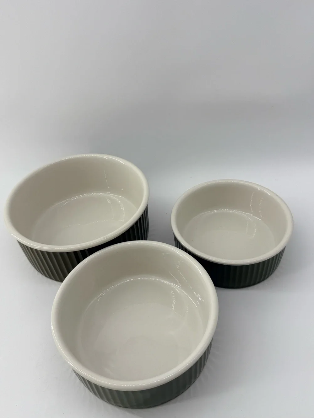 Ceramic Nesting Ramekins Set - Cream and Brown